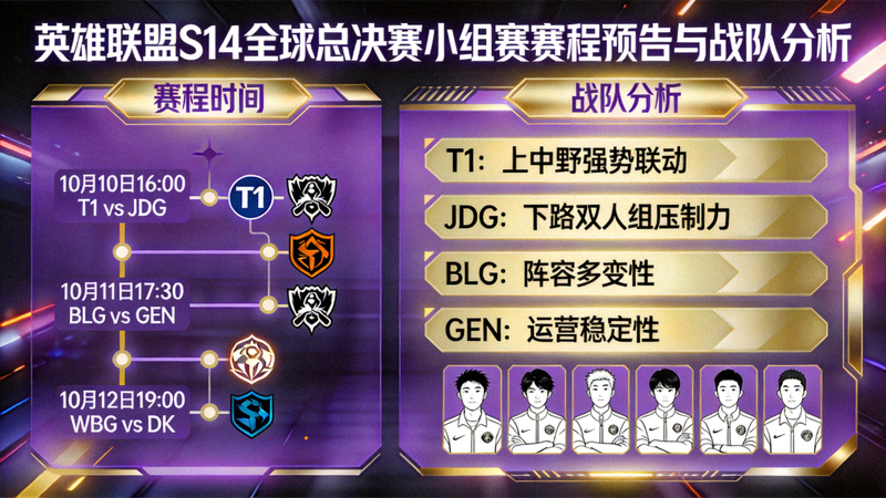 英雄联盟S14全球总决赛小组赛赛程预告与战队分析